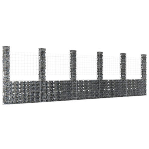 NNEVL U-shape Gabion Basket with 6 Posts Iron 620x20x200 cm