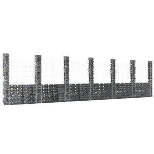 NNEVL U-shape Gabion Basket with 7 Posts Iron 740x20x200 cm