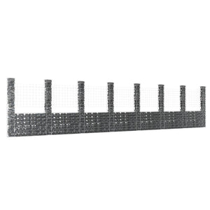 NNEVL U-shape Gabion Basket with 8 Posts Iron 860x20x200 cm