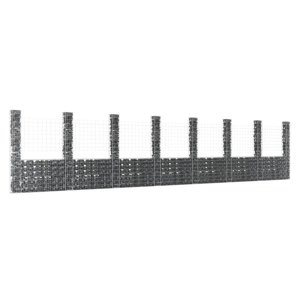 NNEVL U-shape Gabion Basket with 8 Posts Iron 860x20x200 cm