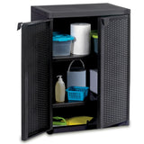 NNEVL Garden Storage Cabinet Black 65x45x88 cm PP Rattan