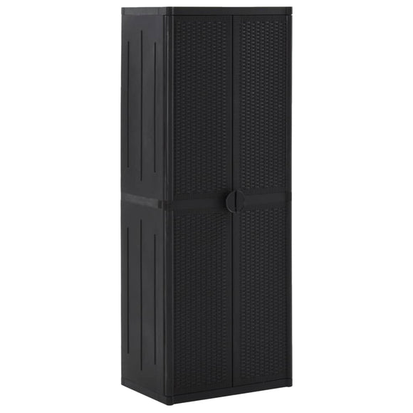 NNEVL Garden Storage Cabinet Black 65x45x172 cm PP Rattan