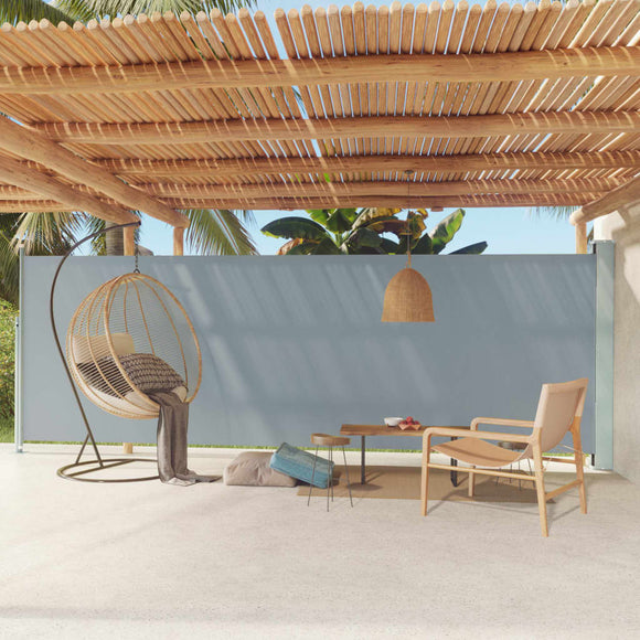 NNEVL Patio Retractable Side Awning 180x600 cm Grey