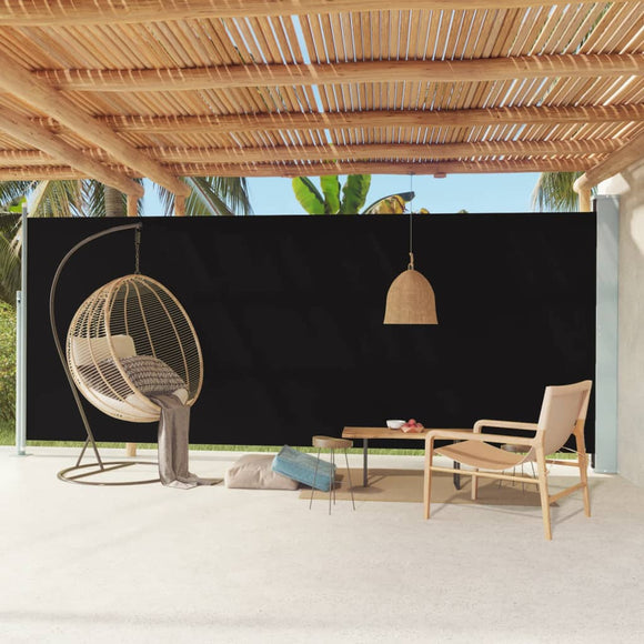 NNEVL Patio Retractable Side Awning 220x600 cm Black