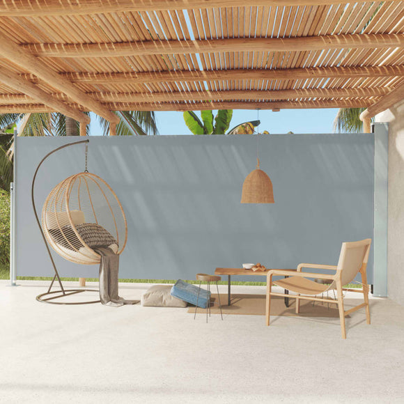 NNEVL Patio Retractable Side Awning 220x600 cm Grey