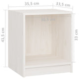 NNEVL Bedside Cabinet White 35.5x33.5x41.5 cm Solid Pinewood