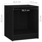 NNEVL Bedside Cabinet Black 35.5x33.5x41.5 cm Solid Pinewood