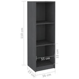 NNEVL Book Cabinet/Room Divider Grey 36x33x110 cm Solid Pinewood
