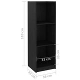 NNEVL Book Cabinet/Room Divider Black 36x33x110 cm Solid Pinewood
