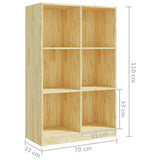 NNEVL Book Cabinet 70x33x110 cm Solid Pinewood