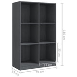 NNEVL Book Cabinet Grey 70x33x110 cm Solid Pinewood