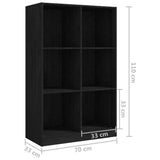 NNEVL Book Cabinet Black 70x33x110 cm Solid Pinewood