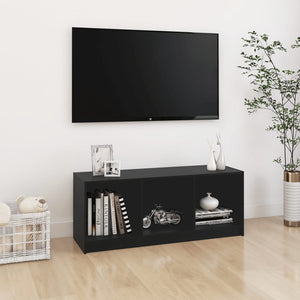 NNEVL TV Cabinet Black 104x33x41 cm Solid Pinewood