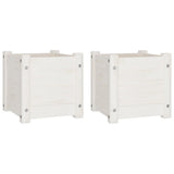 NNEVL Garden Planters 2 pcs White 31x31x31 cm Solid Pinewood