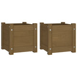 NNEVL Garden Planters 2 pcs Honey Brown 31x31x31 cm Solid Pinewood