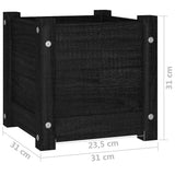 NNEVL Garden Planter Black 31x31x31 cm Solid Pinewood