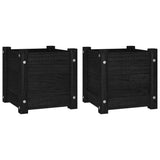 NNEVL Garden Planters 2 pcs Black 31x31x31 cm Solid Pinewood