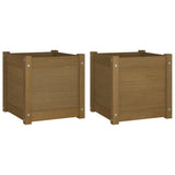 NNEVL Garden Planters 2 pcs Honey Brown 40x40x40 cm Solid Pinewood