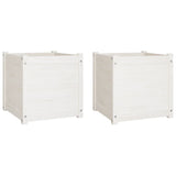 NNEVL Garden Planters 2 pcs White 50x50x50 cm Solid Pinewood