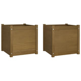 NNEVL Garden Planters 2 pcs Honey Brown 50x50x50 cm Solid Pinewood