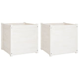 NNEVL Garden Planters 2 pcs White 60x60x60 cm Solid Wood Pine