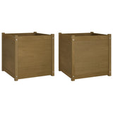 NNEVL Garden Planters 2 pcs Honey Brown 60x60x60 cm Solid Pinewood
