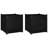 NNEVL Garden Planters 2 pcs Black 60x60x60 cm Solid Pinewood