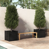 NNEVL Garden Planters 2 pcs Black 60x60x60 cm Solid Pinewood