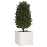 NNEVL Garden Planter White 70x70x70 cm Solid Pinewood