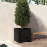 NNEVL Garden Planter Black 70x70x70 cm Solid Pinewood