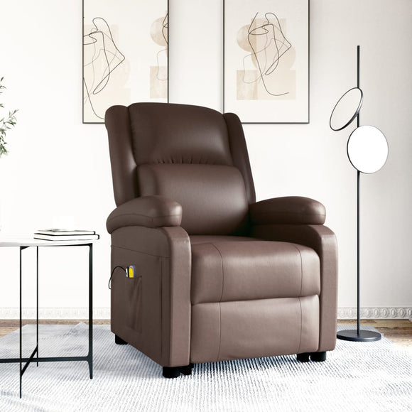 NNEVL Stand up Massage Chair Brown Faux Leather