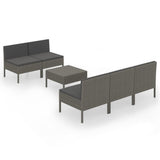 NNEVL 6 Piece Garden Lounge Set with Cushions Poly Rattan Grey