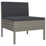 NNEVL 6 Piece Garden Lounge Set with Cushions Poly Rattan Grey