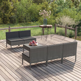 NNEVL 6 Piece Garden Lounge Set with Cushions Poly Rattan Grey