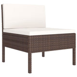 NNEVL 6 Piece Garden Lounge Set with Cushions Poly Rattan Brown