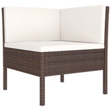 NNEVL 6 Piece Garden Lounge Set with Cushions Poly Rattan Brown