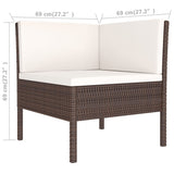 NNEVL 6 Piece Garden Lounge Set with Cushions Poly Rattan Brown