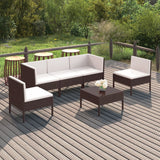 NNEVL 6 Piece Garden Lounge Set with Cushions Poly Rattan Brown