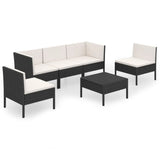 NNEVL 6 Piece Garden Lounge Set with Cushions Poly Rattan Black 