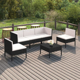 NNEVL 6 Piece Garden Lounge Set with Cushions Poly Rattan Black 