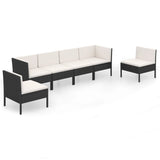 NNEVL 6 Piece Garden Lounge Set with Cushions Poly Rattan Black
