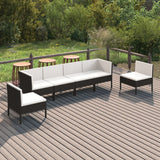 NNEVL 6 Piece Garden Lounge Set with Cushions Poly Rattan Black