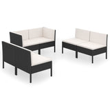 NNEVL 6 Piece Garden Lounge Set with Cushions Poly Rattan Black