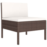NNEVL 5 Piece Garden Lounge Set with Cushions Poly Rattan Brown