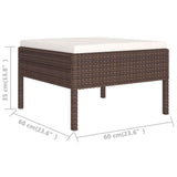 NNEVL 5 Piece Garden Lounge Set with Cushions Poly Rattan Brown