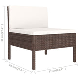NNEVL 5 Piece Garden Lounge Set with Cushions Poly Rattan Brown