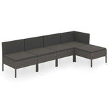 NNEVL 5 Piece Garden Lounge Set with Cushions Poly Rattan Grey