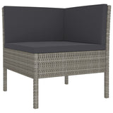 NNEVL 5 Piece Garden Lounge Set with Cushions Poly Rattan Grey
