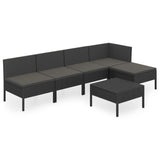 NNEVL 6 Piece Garden Lounge Set with Cushions Poly Rattan Black
