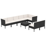 NNEVL 9 Piece Garden Lounge Set with Cushions Poly Rattan Black
